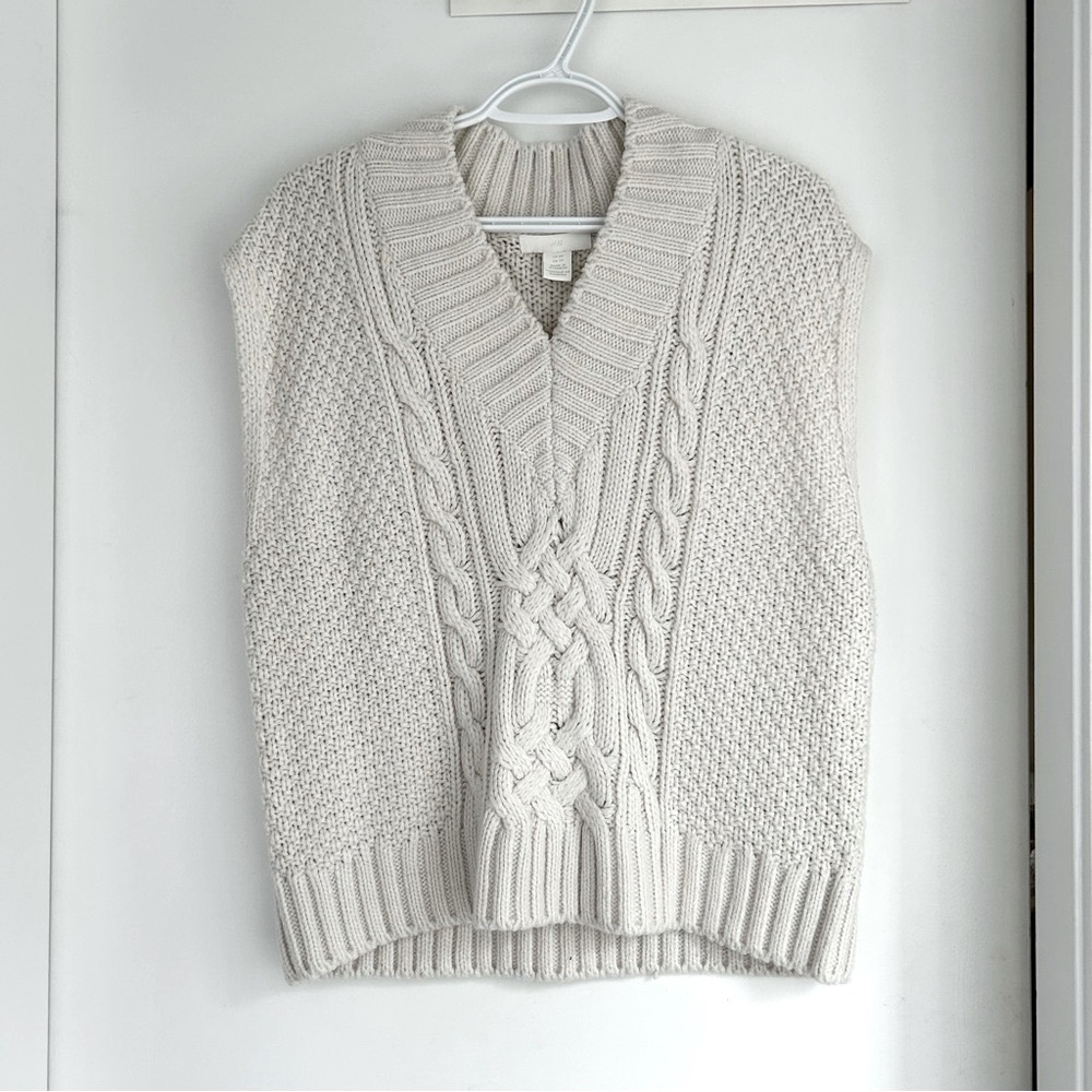 H&M Cream Cable Knit Sweater Vest